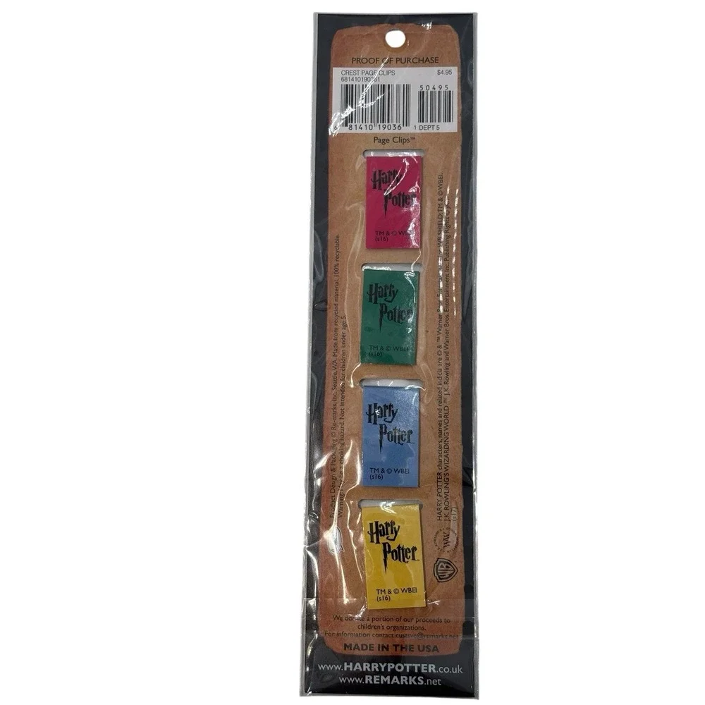 Harry Potter House Crest Magnetic Page Clips Bookmarks Sealed